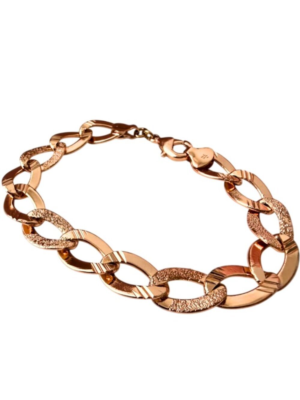 Textured Cuban Link Chain Bracelet – Rose Gold Plated | Diamond Cut Modern State